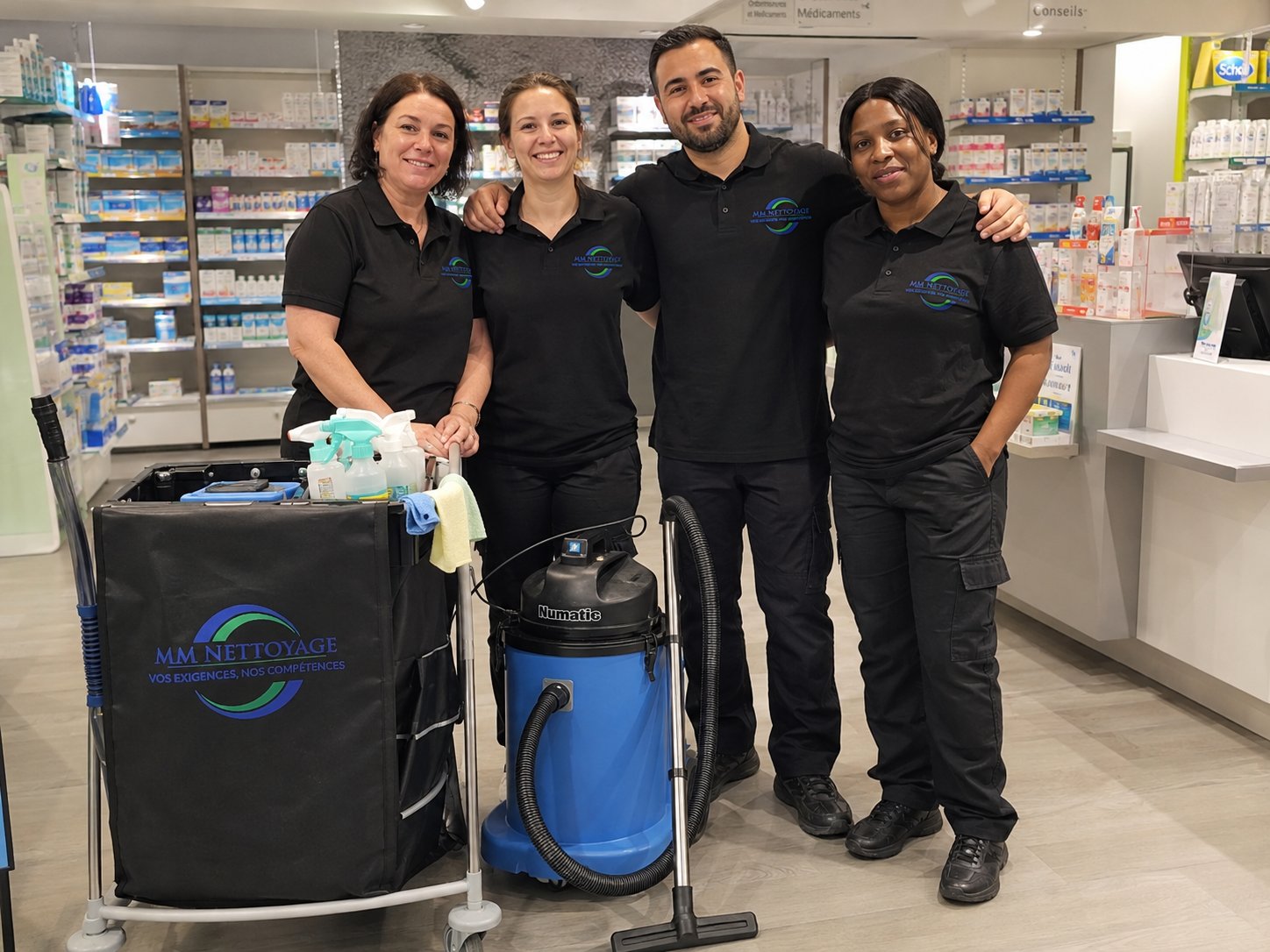L'équipe MM NETTOYAGE en intervention dans une pharmacie à Grenoble